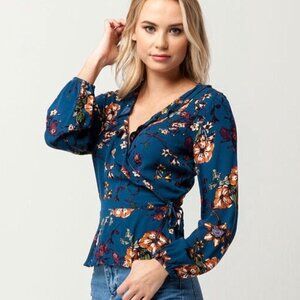 Blu Pepper Floral Wrap Boho Blouse size XS